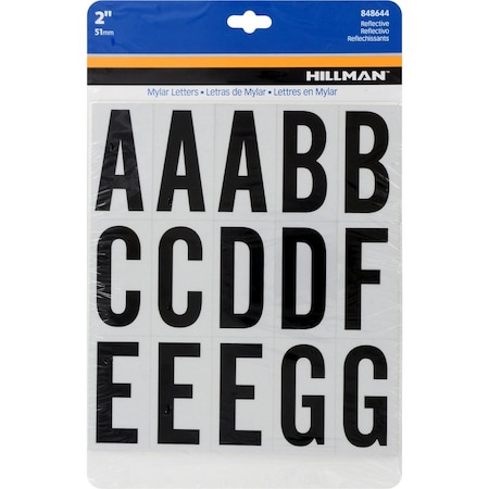 Hillman HILLMAN 2 in. Reflective Black Vinyl Self-Adhesive Letter Set A-Z 63 pc 848644